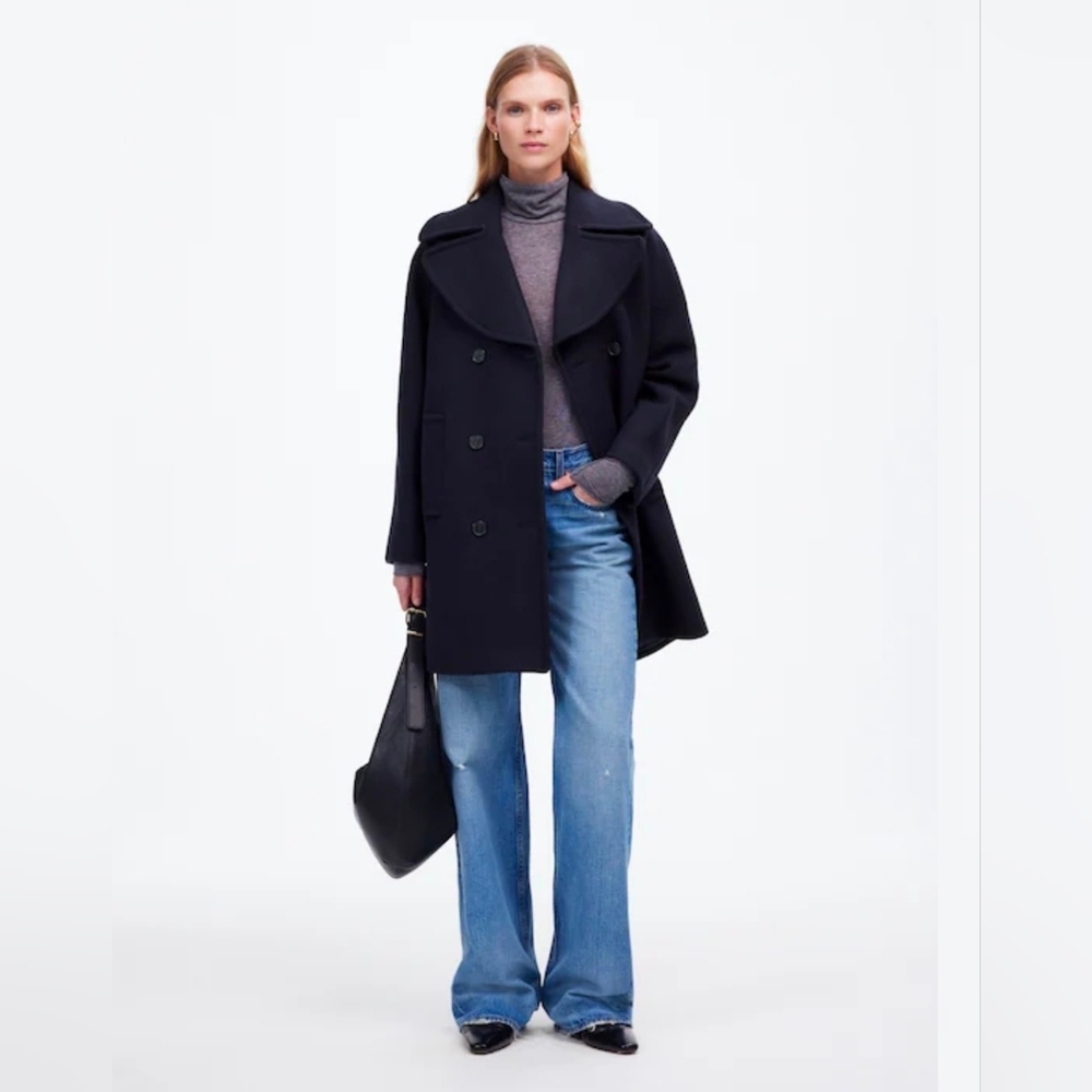 Madewell Oversized-Collar Peacoat in Insuluxe Fabric Sz MEDIUM, runs big
